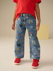 Джинсы широкие для девочки Next E29-115, Синий