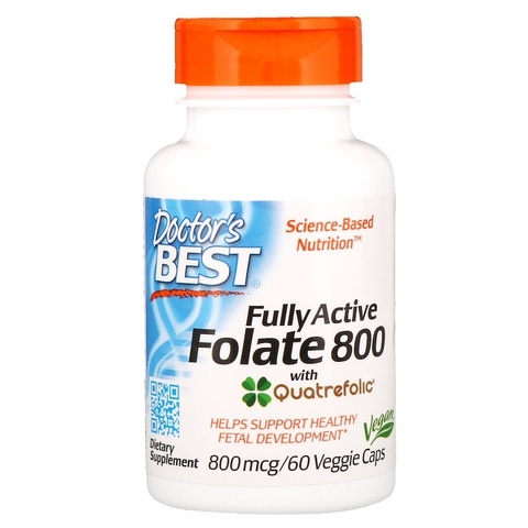 Doctor's Best, Активный фолат 800, 800 мкг, 60 капсул в растительной оболочке