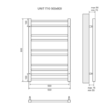 Полотенцесушитель электрический Lemark Unit LM45810E П10 500x800, левый/правый