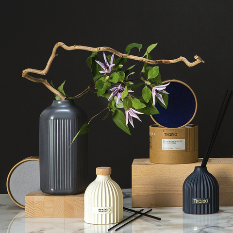 Диффузор ароматический 200мл Tkano Edge Musk Rose & Cedarwood тёмно-синий