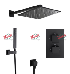 Душевой термостатический комплект Warmer Black Line Cube 2100400-10D Termo