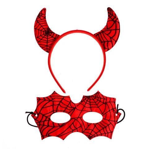 Карнавальный набор «Черт Паутинка», Красный (ободок, маска)