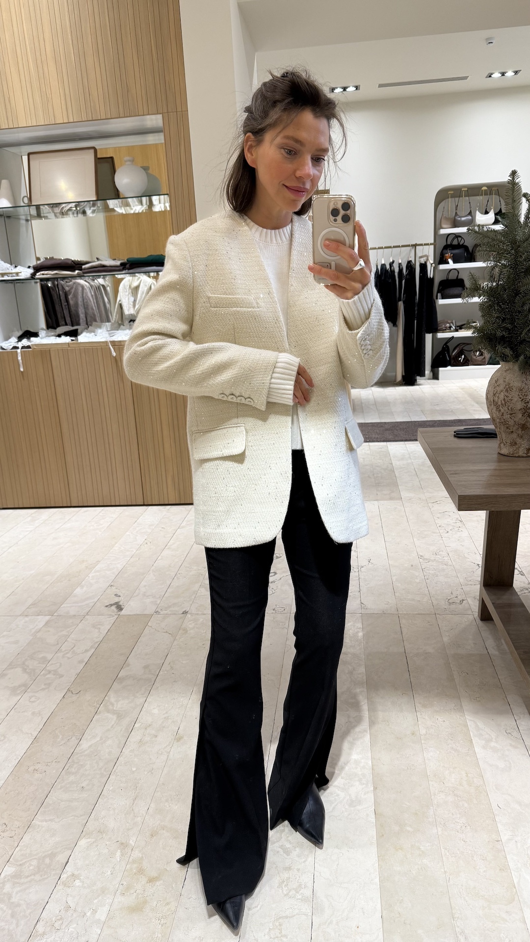 Блейзер oversize из смесовой шерсти и мини пайетками