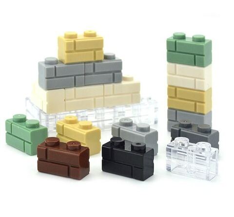 Кирпичик 1X2 Brick детали для конструктора набор 50 шт