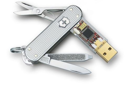 Нож-брелок Victorinox SwissMemory Classic Alox с USB-флешкой на 1Gb (4.6021.26G1) 58 мм. в сложенном виде | Wenger-Victorinox.Ru