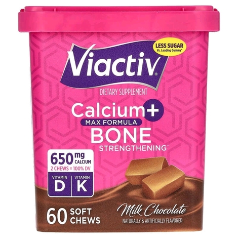 Viactiv, Calcium + Bone Strength, Max Formula, со вкусом молочного шоколада, 60 жевательных таблеток