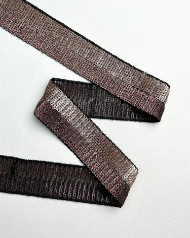 Тесьма из сетки с пайетками, цвет: коричнево-розовый металлик, ширина 30мм