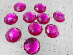 Стразы пришивные акрил, d 2,5 см, фуксия