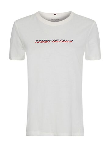 Женская теннисная футболка Tommy Hilfiger Regular Graphic C-NK Tee SS - ecru