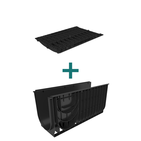 Комплект Gidrolica Standart: лоток ЛВ-30.38.48 + решетка РВ-30.35.50, кл. C250