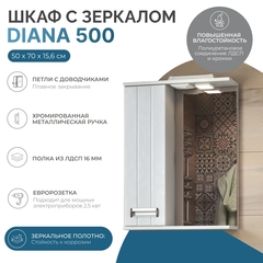 Шкаф навесной с зеркалом Diana 500 (левый) со спотом