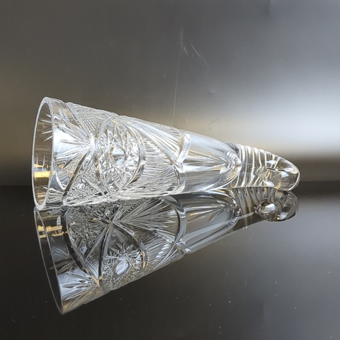 Кубок "Рог Изобилия" 18 см с резным декором, хрусталь, алмазная грань, СССР 1970-1990 гг