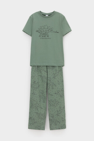 пижама  для мальчика  К 1599/весенний зеленый,динозавры