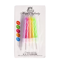 Набор свечей для торта Alingar, 7,5 см, 10 шт., с подставками. "Неон", ассорти