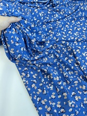 Вискоза штапель Лютики на синем фоне