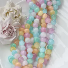 Селенит бусины, шарик, микс, 10 мм, 1 нить, К022