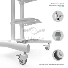 ONKRON мобильная стойка для ТВ 50"-86", макс 105.9кг, белая TS1881 — фото 3