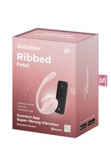 Розовое виброяйцо Ribbed Petal с пультом ДУ - 