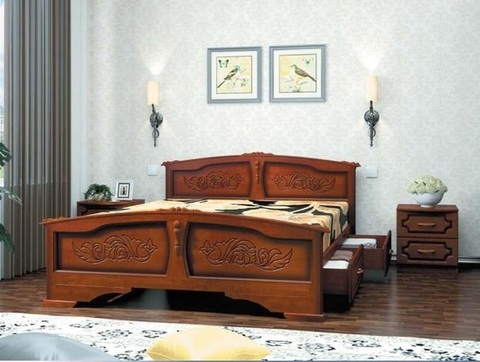 Кровать из массива Елена с ящиками (1800)