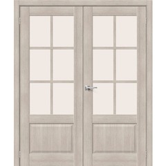 Купить Двустворчатая дверь экошпон Прима-13.0.1 Cappuccino Melinga остеклённая