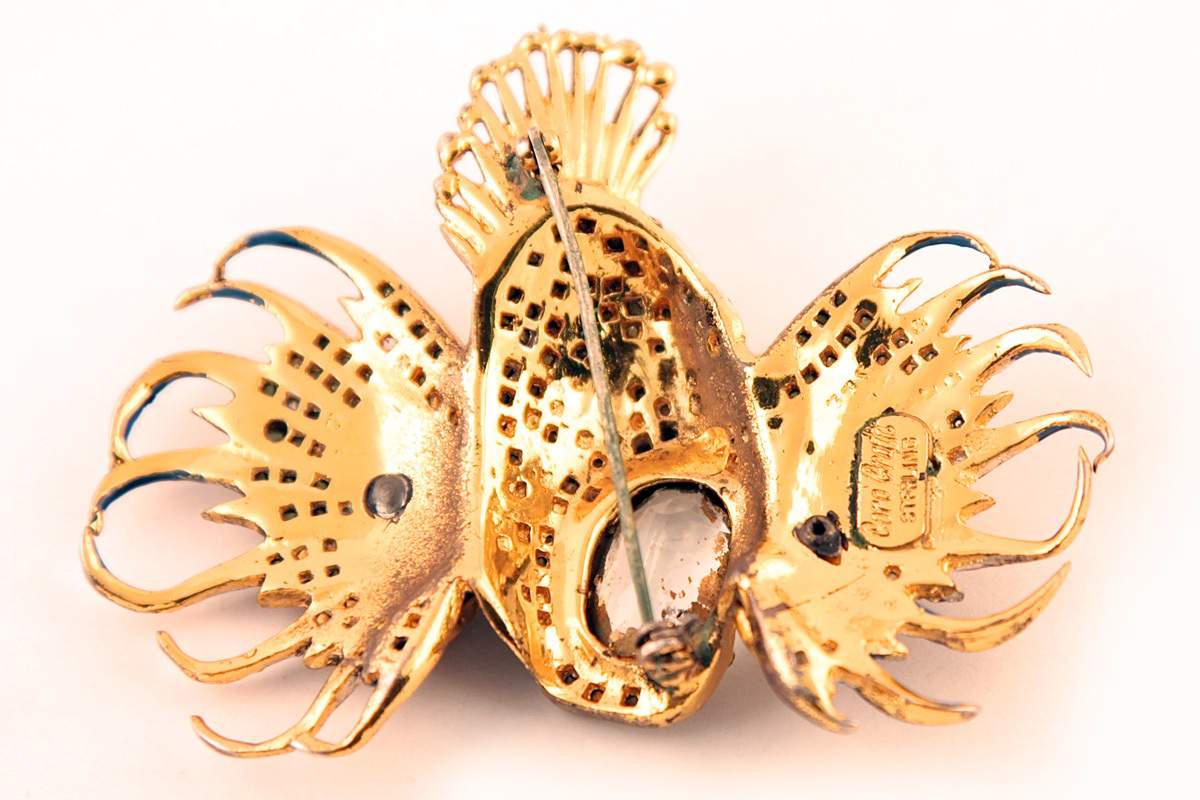 Коллекционная  брошь "Rockfish"от Corocraft, 1944 год, book piece  |  Rare Coro Craft Enameled & Rhinestone Iconic Rock Fish Brooch