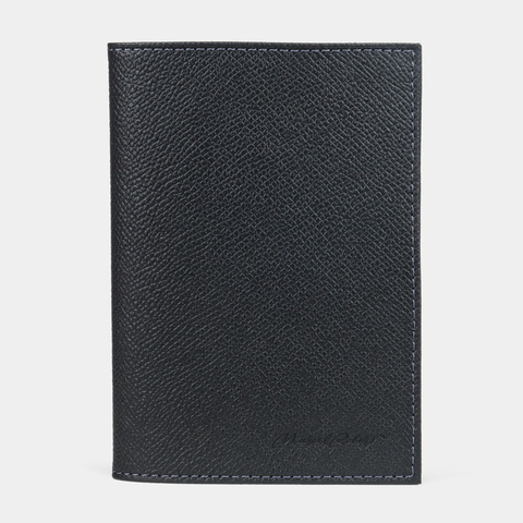 Кожаная обложка для паспорта, сафьяно цвета черный