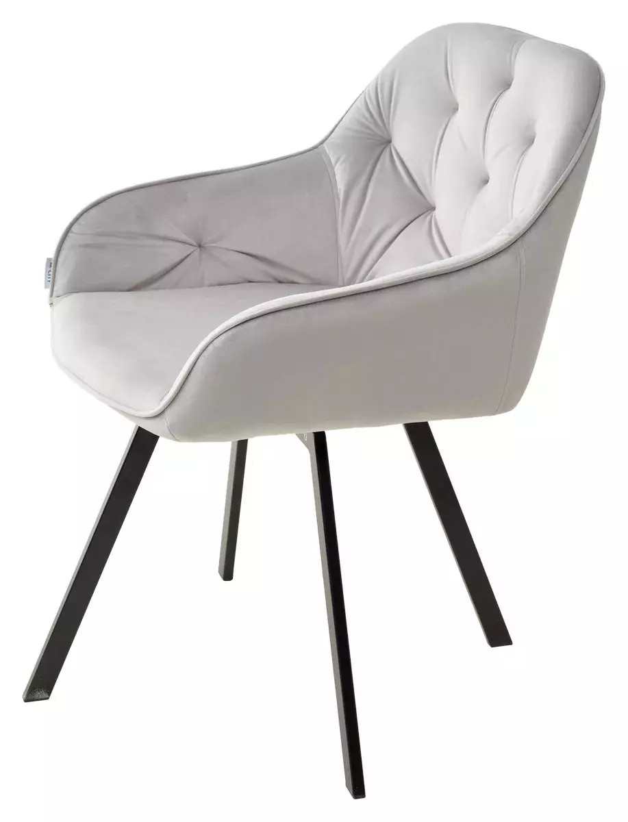 Стул GALE 360 град. поворот. BLUVEL-03 LIGHT GREY, велюр/ черный каркас, М-City