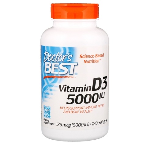 Doctor's Best, Витамин D3, 125 мкг (5000 МЕ), 720 мягких желатиновых капсул