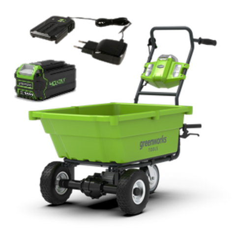 Аккумуляторная самоходная садовая тележка Greenwork G40GCK4, 7400007UB	,40v, 106 л, АКБ 4 А·ч и ЗУ