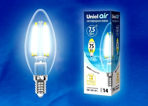 Uniel Лампа LED-C35-7,5W/NW/E14/CL Air (свеча белый свет)