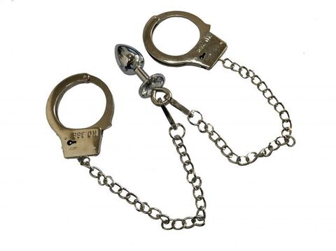 Втулка анальная малая с наручниками с цепью