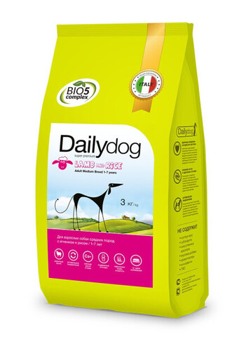 Dailydog ADULT MEDIUM BREED корм для взрослых собак средних пород с ягненком и рисом 3кг