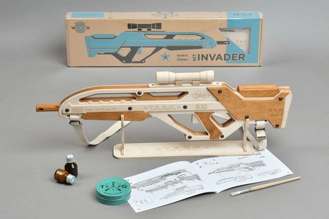 Полуавтоматический карабин INVADER от TARG - деревянный конструктор, сборная модель, 3d пазл