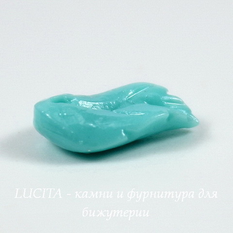 Подвеска Коралл (искусств) "Листик", цвет - светло-бирюзовый, 11х7 мм