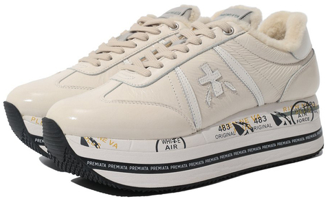 Premiata Beth Молочно-белые с мехом