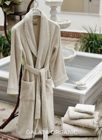 Халат махровый Hamam Galata Organic Contrast серый