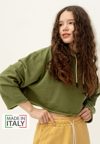 Худи Bowery NYC укороченное оверсайз Military