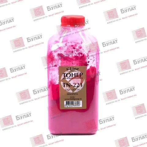 Тонер БУЛАТ s-Line TN-221 для Konica Minolta bizhub C227 (Пурпурный, банка 352 г)