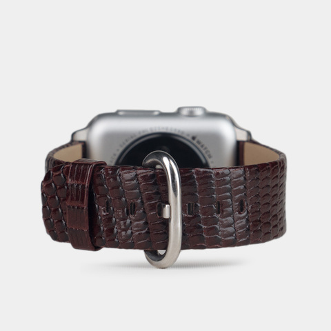 Ремешок для Apple Watch 40/41/42 mm из кожи ящерицы, бордового цвета