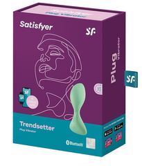 Зеленая анальная втулка с вибрацией Satisfyer Trendsetter - 