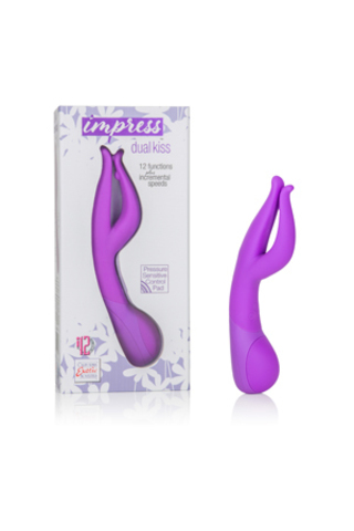 Вибромассажер вагинально-клиторальный Impress™ Dual Kiss, фиолетовый California Exotic Novelties