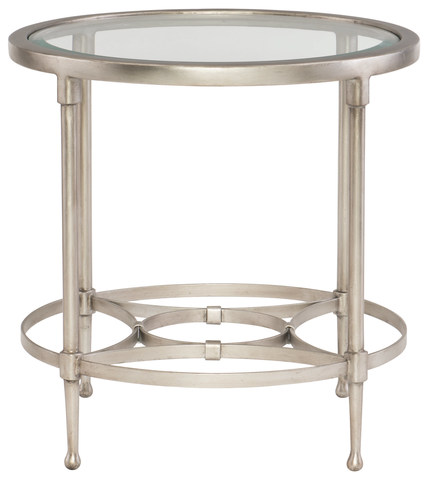 Cordelia Round Metal End Table with Glass Top