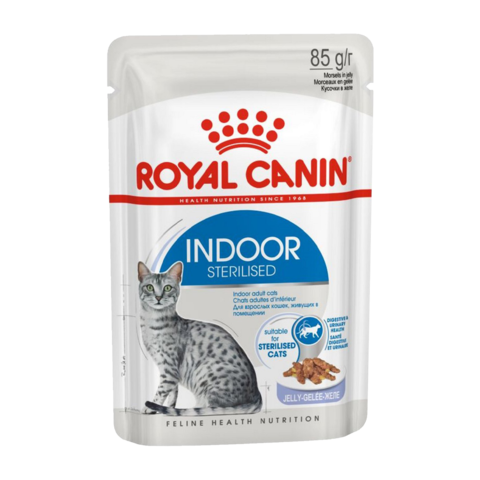 Royal Canin Indoor Sterilised Консервы для кошек живущих в помещении, кусочки в желе (Пауч)