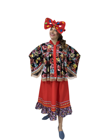 Карнавальный костюм женский  Масленица с красным бантом