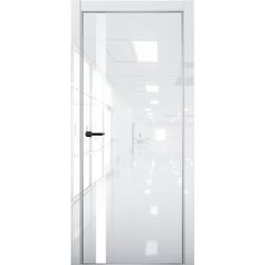 Купить Межкомнатная дверь глянец Pt 7 Платина crystall white алюминиевая кромка Al остеклённая