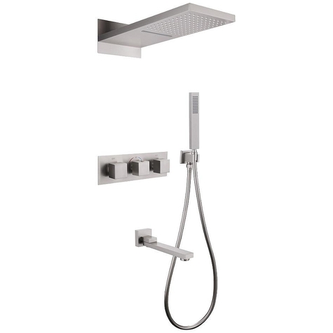 Abber Daheim AF8253SP Душевая система скрытого монтажа с изливом, термостат, хром