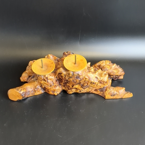 Подсвечник из капокорня на 2 свечи, винтажный советский подсвечник, 25х8,5х8 см, 1980-1990 гг