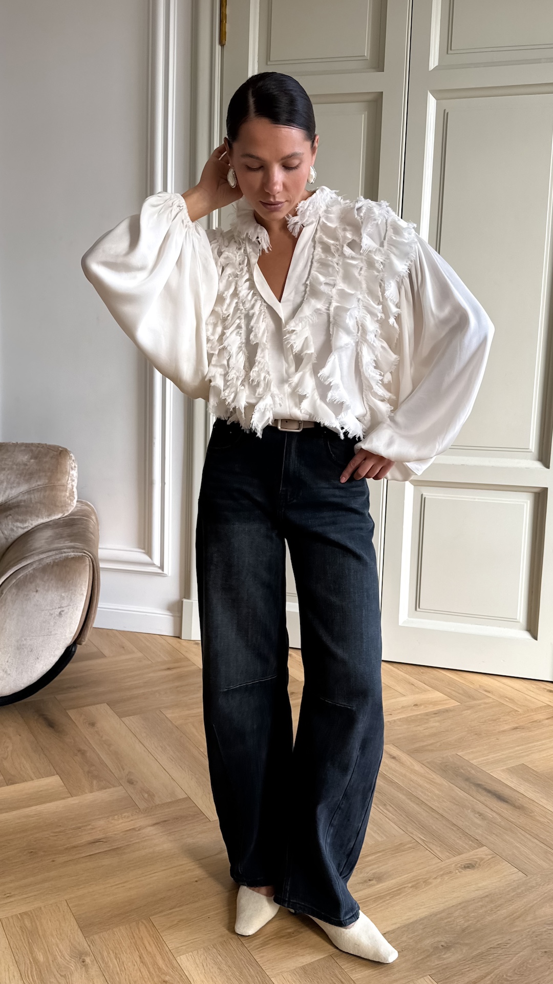 Блуза с оборками в виде бахромы PREMIUM QUALITY