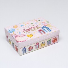 Коробка одиночная Прямоугольник, 17*24*8 см, «Праздничный торт», 1 шт.