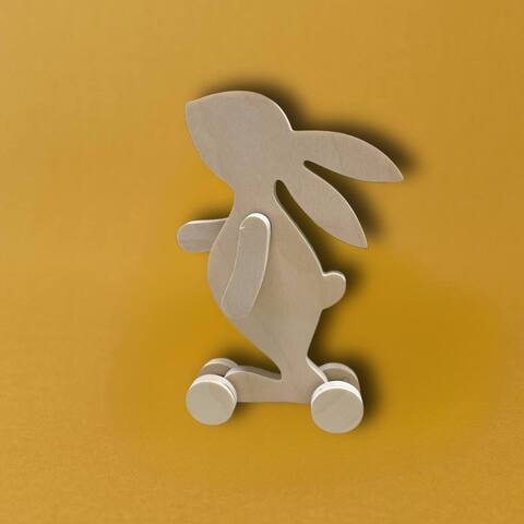 зайчик Саша, игрушка на колесиках   (14,6*20,2см)